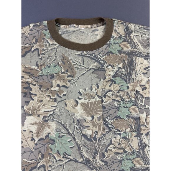 Rare Vintage 90s Y2K Realtree Camo Long Sleeve Shirt Army Nature Tree Pocket T - Picture 3 of 11